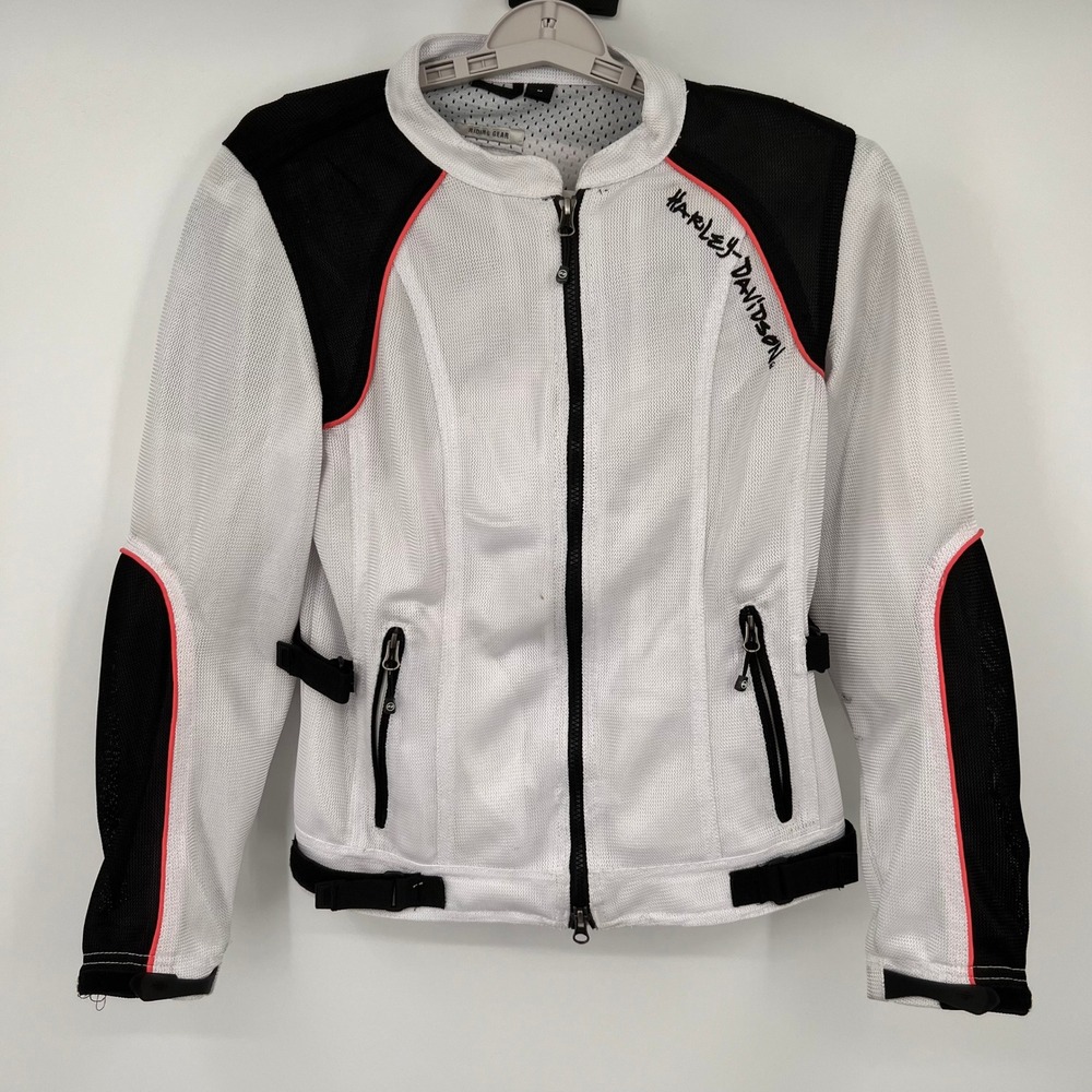 Harley-Davidson Womens White Mesh Riding Jacket Floral Graphic Medium